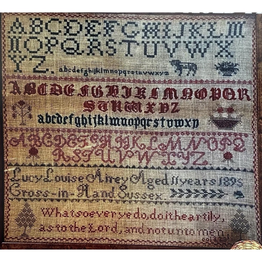 NeedleWorkPress Lucy Louise Airey Aged 11 Cross Stitch Chart w Threads & Fabric*